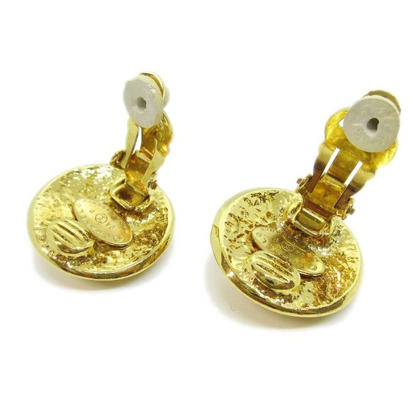 Chanel Button Earrings Clip-On Gold - Picture 2 of 4